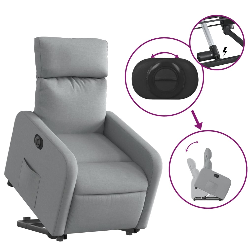 Fauteuil inclinable électrique gris clair tissu - XIOS