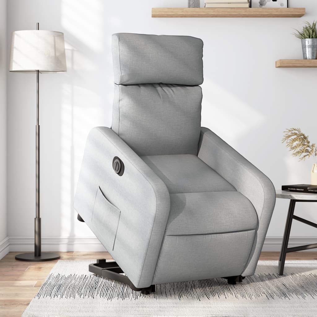 Fauteuil inclinable électrique gris clair tissu - XIOS