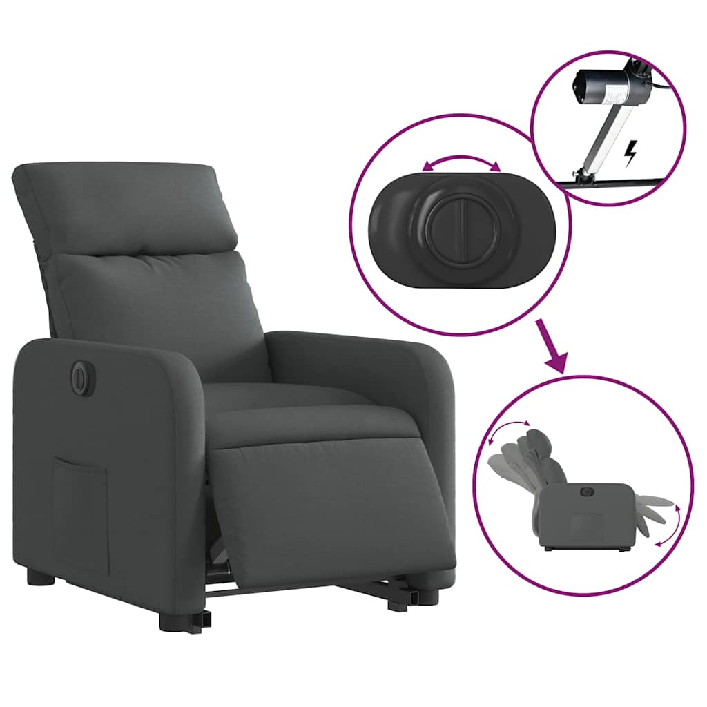 Fauteuil inclinable électrique gris foncé tissu - XIOS