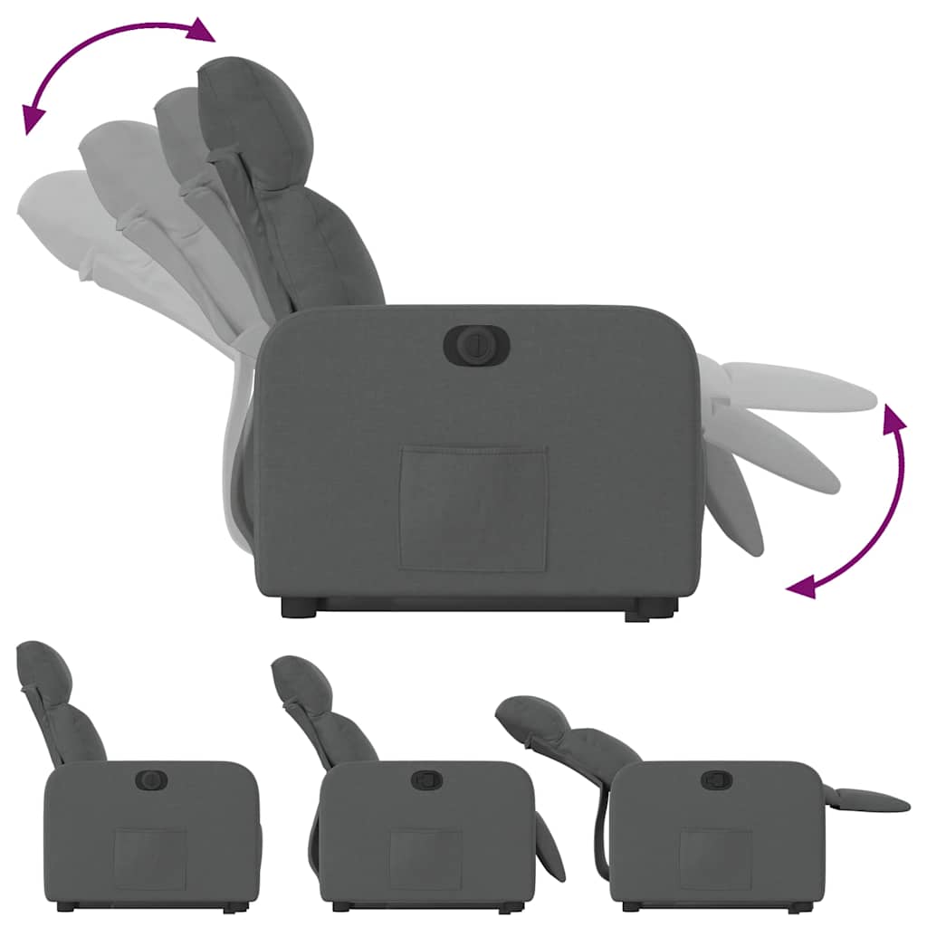 Fauteuil inclinable électrique gris foncé tissu - XIOS
