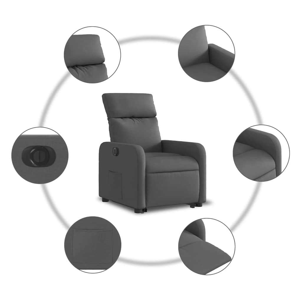 Fauteuil inclinable électrique gris foncé tissu - XIOS