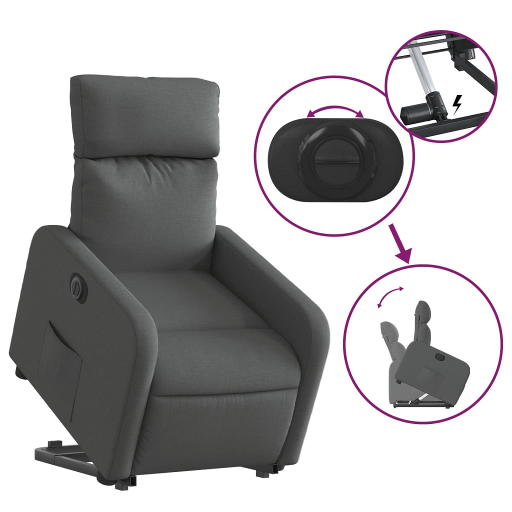 Fauteuil inclinable électrique gris foncé tissu - XIOS