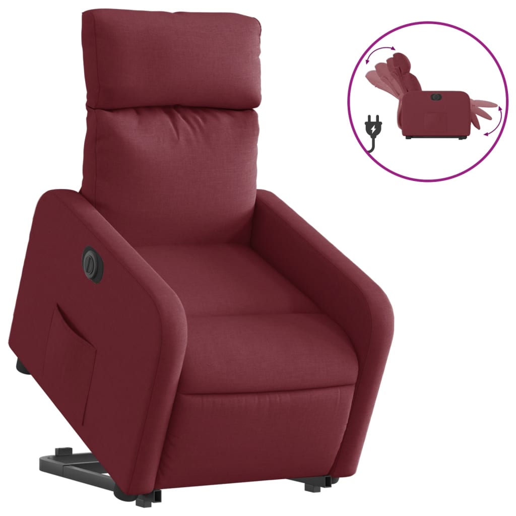 Fauteuil inclinable électrique rouge bordeaux tissu - XIOS