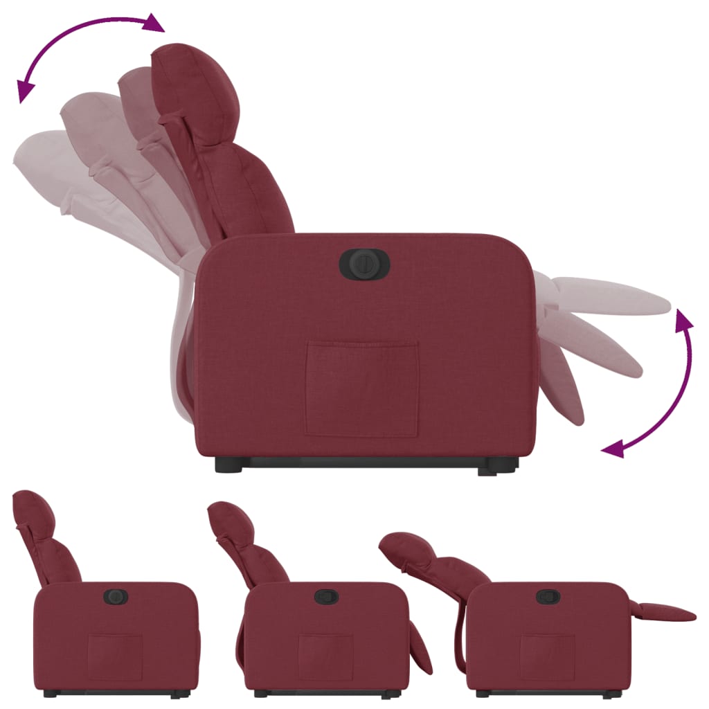 Fauteuil inclinable électrique rouge bordeaux tissu - XIOS