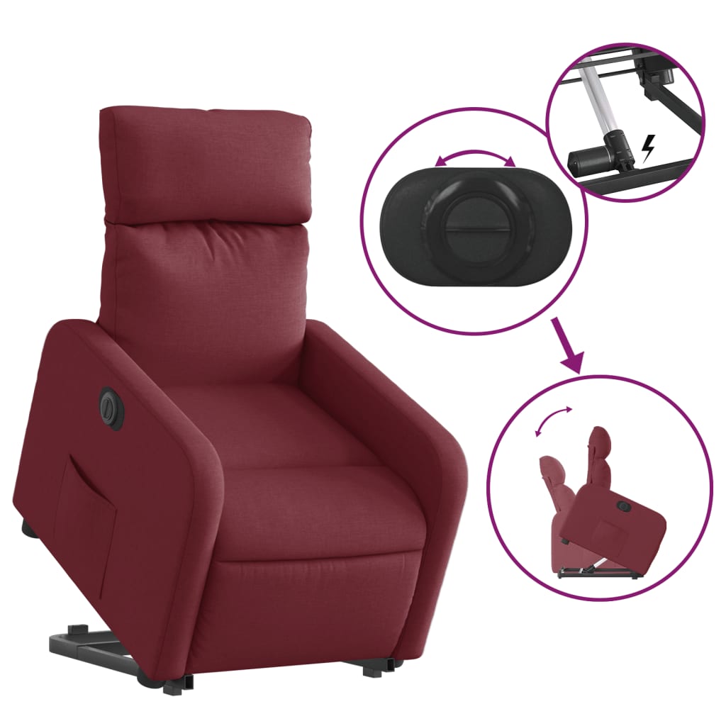 Fauteuil inclinable électrique rouge bordeaux tissu - XIOS