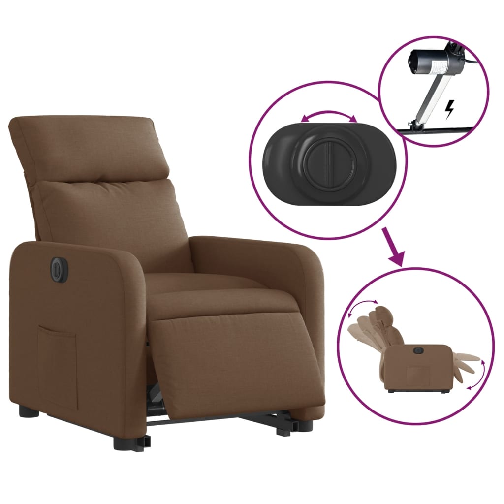 Fauteuil inclinable électrique marron tissu - XIOS