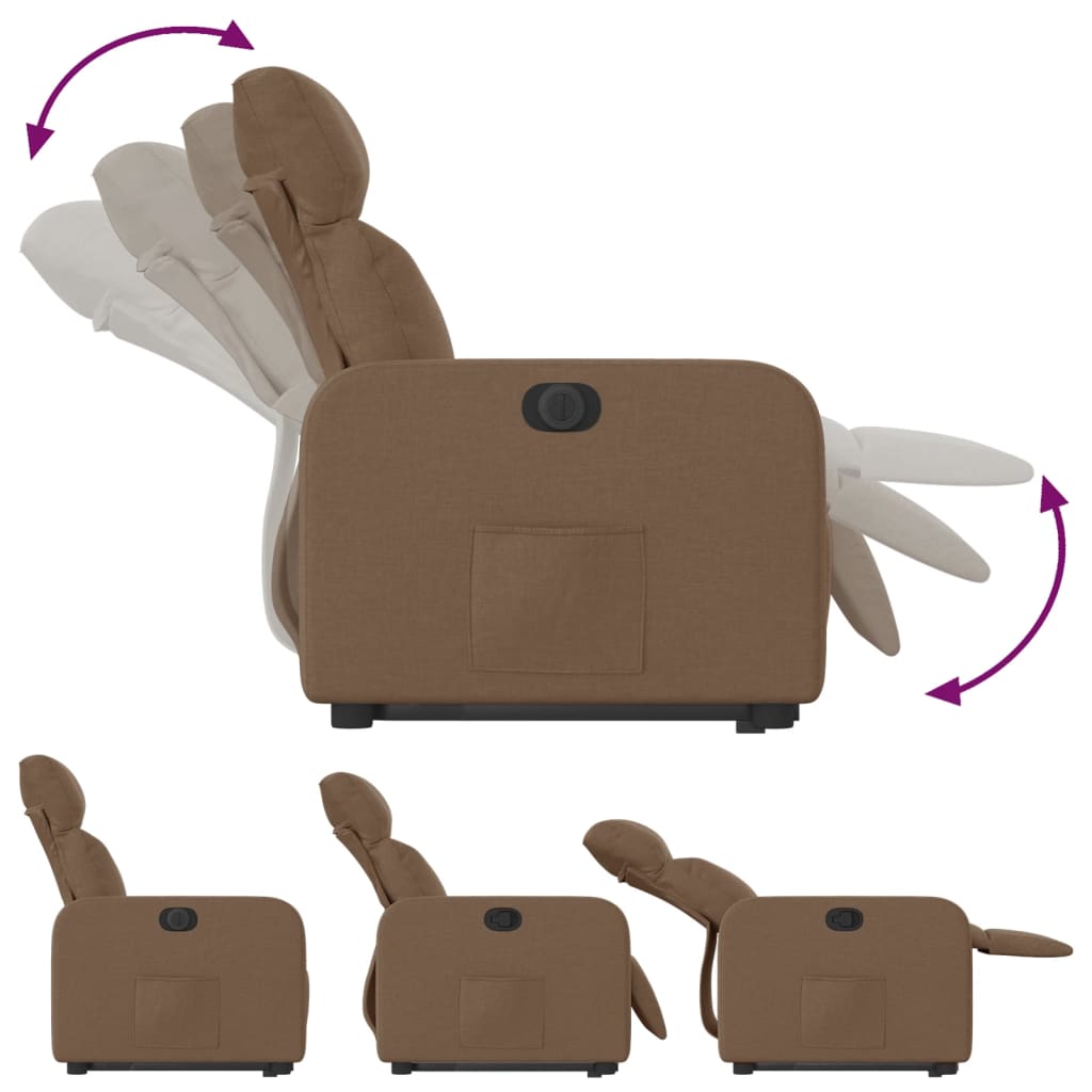 Fauteuil inclinable électrique marron tissu - XIOS