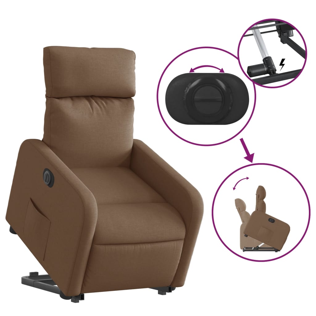 Fauteuil inclinable électrique marron tissu - XIOS
