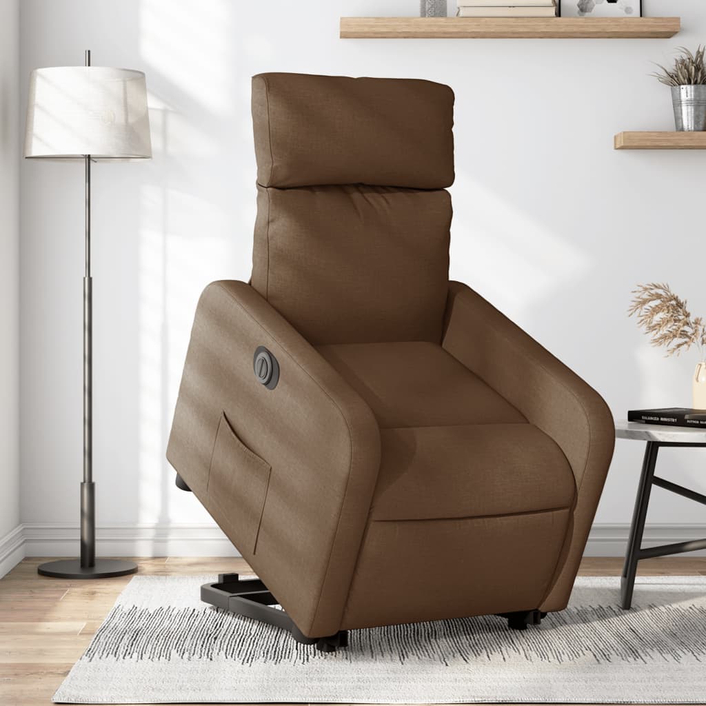 Fauteuil inclinable électrique marron tissu - XIOS