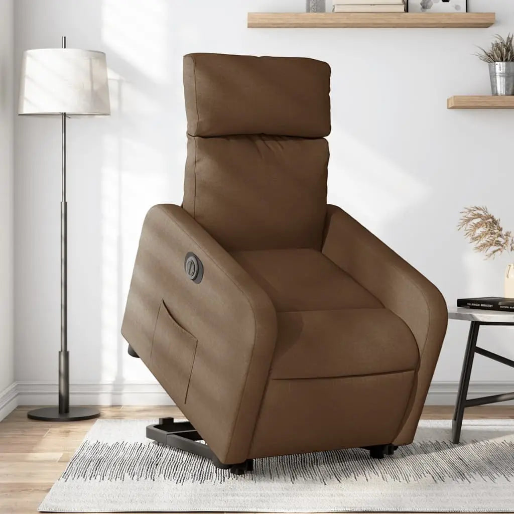 Fauteuil inclinable électrique marron tissu - XIOS