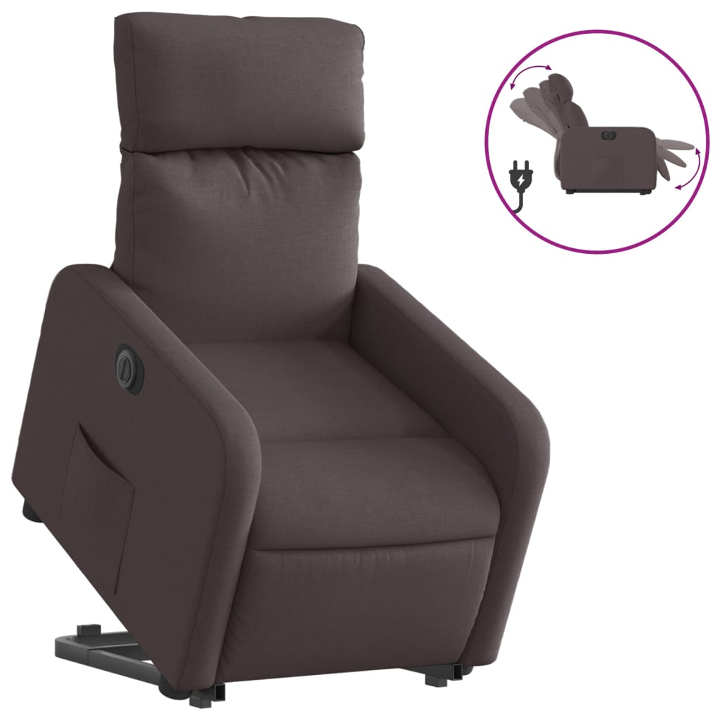 Fauteuil inclinable électrique marron foncé tissu - XIOS