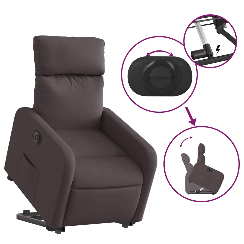 Fauteuil inclinable électrique marron foncé tissu - XIOS