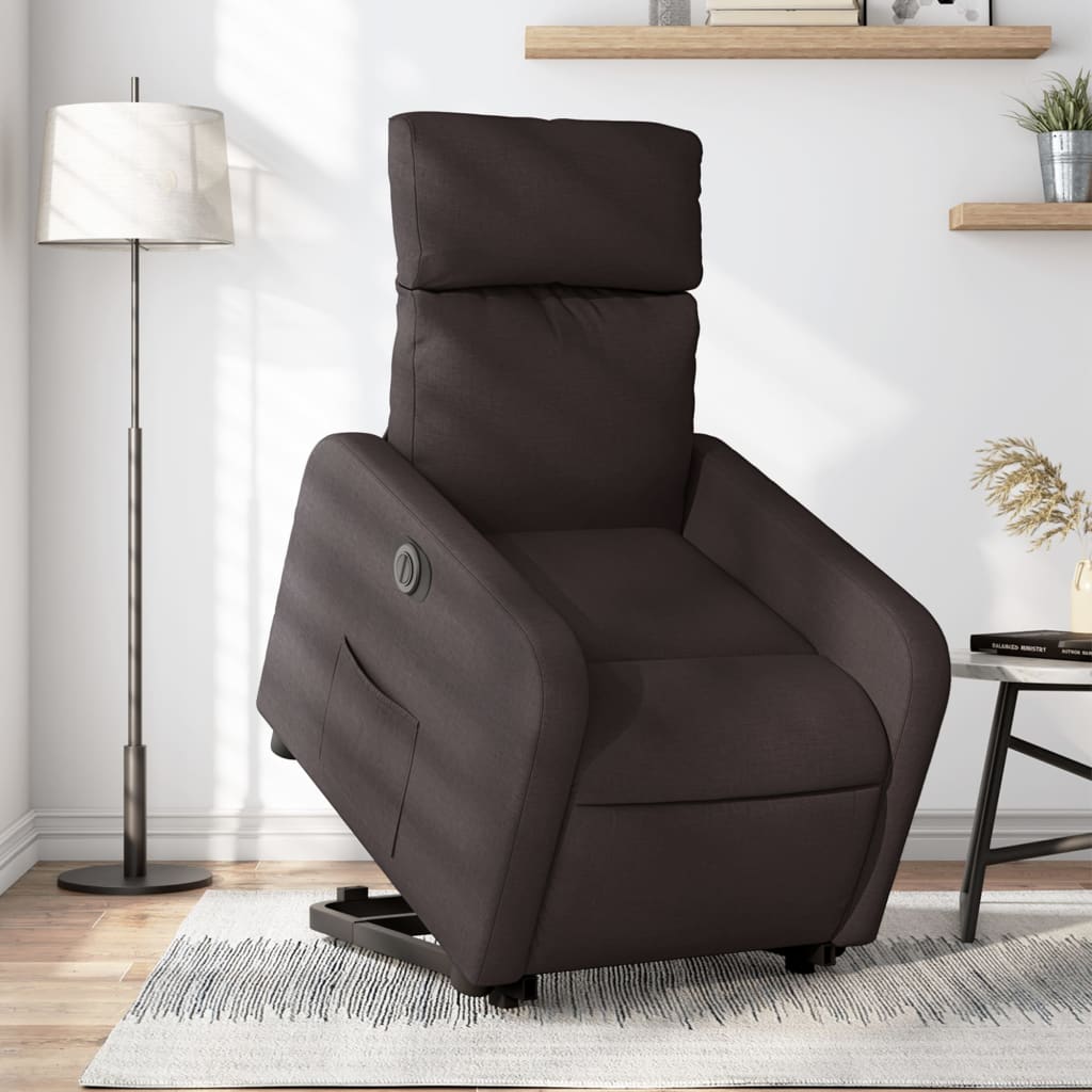 Fauteuil inclinable électrique marron foncé tissu - XIOS