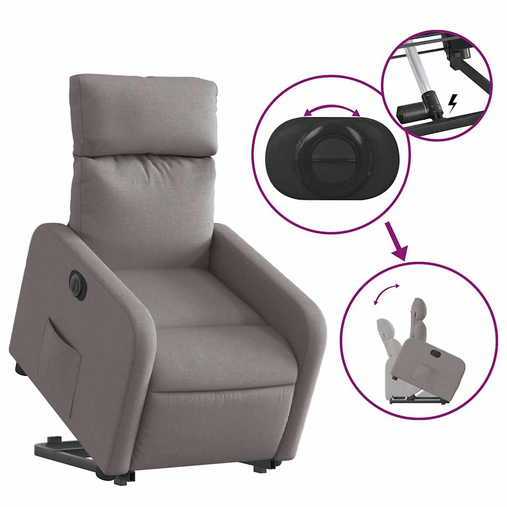 Fauteuil inclinable électrique taupe tissu - XIOS