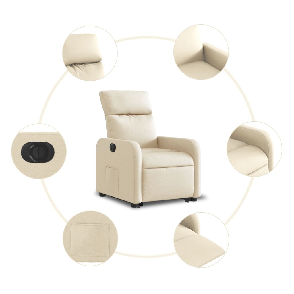 Fauteuil inclinable électrique crème tissu - XIOS