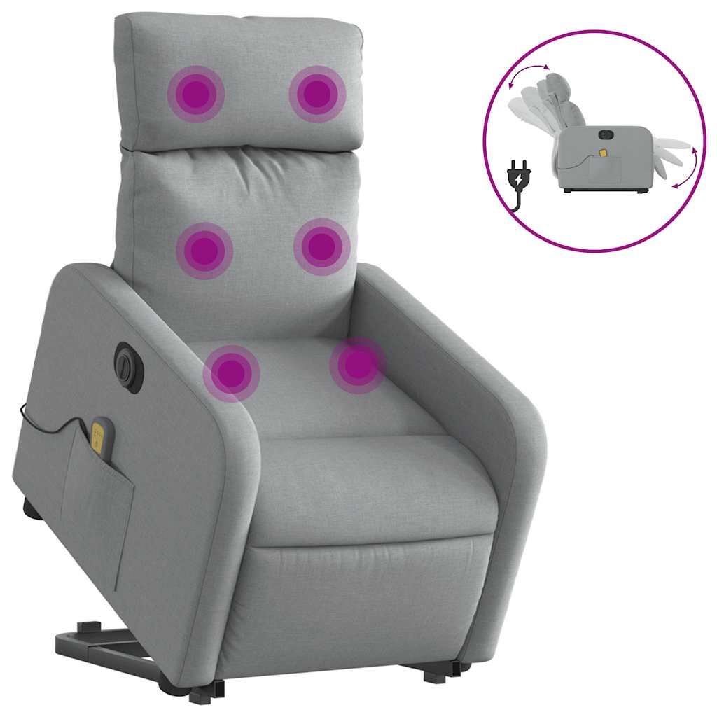 Fauteuil inclinable de massage électrique Gris clair Tissu - XIOS