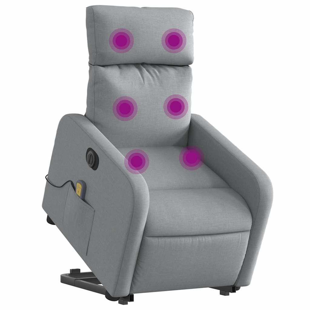 Fauteuil inclinable de massage électrique Gris clair Tissu