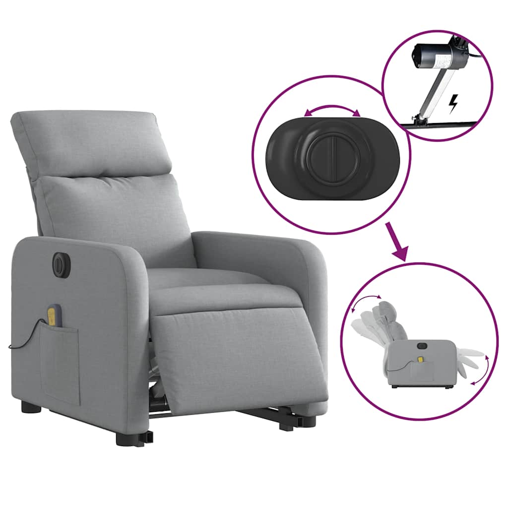 Fauteuil inclinable de massage électrique Gris clair Tissu - XIOS