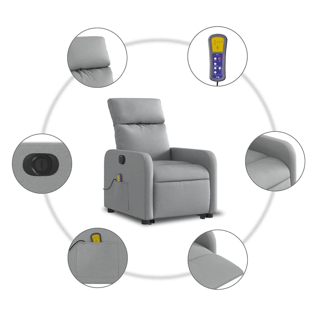 Fauteuil inclinable de massage électrique Gris clair Tissu - XIOS
