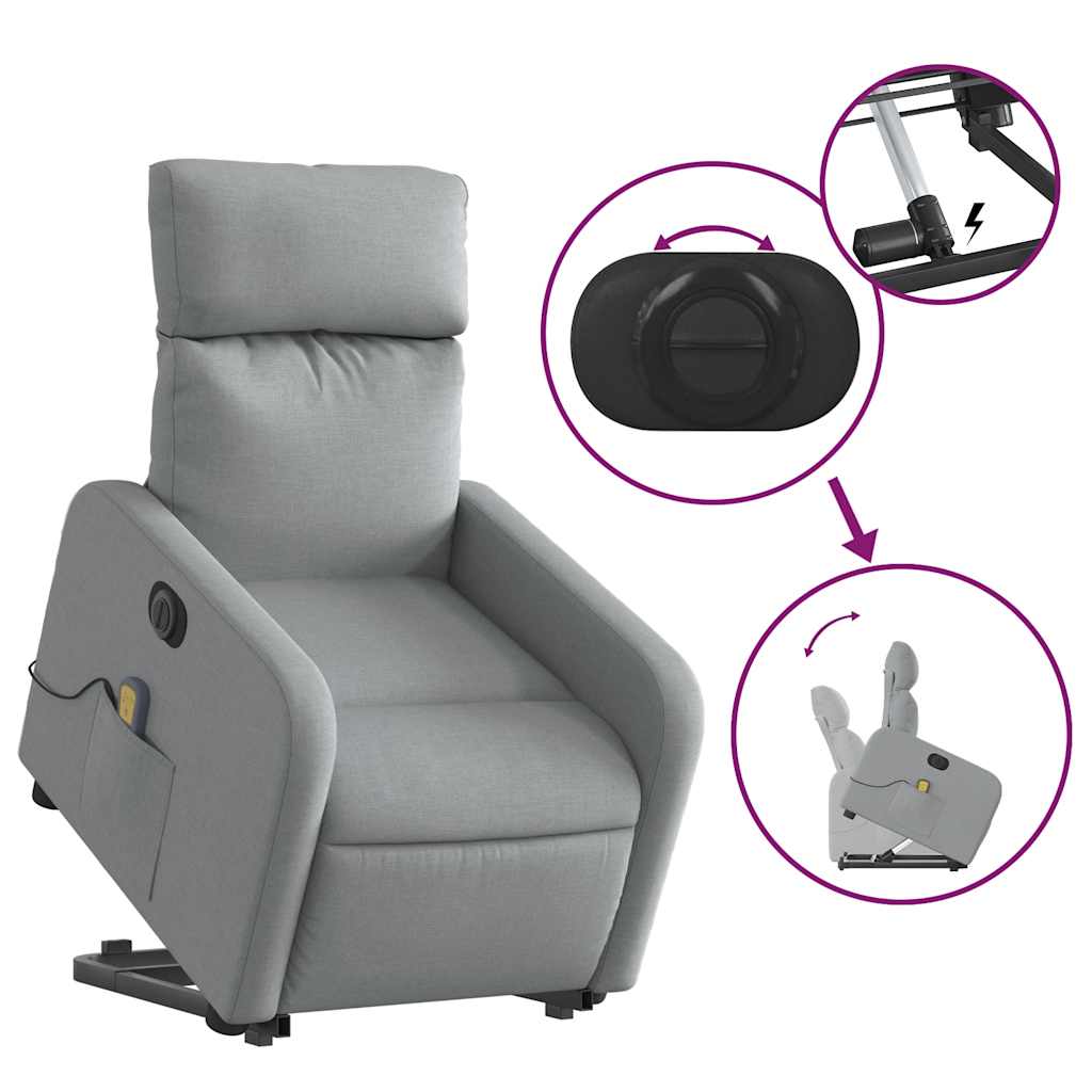 Fauteuil inclinable de massage électrique Gris clair Tissu - XIOS