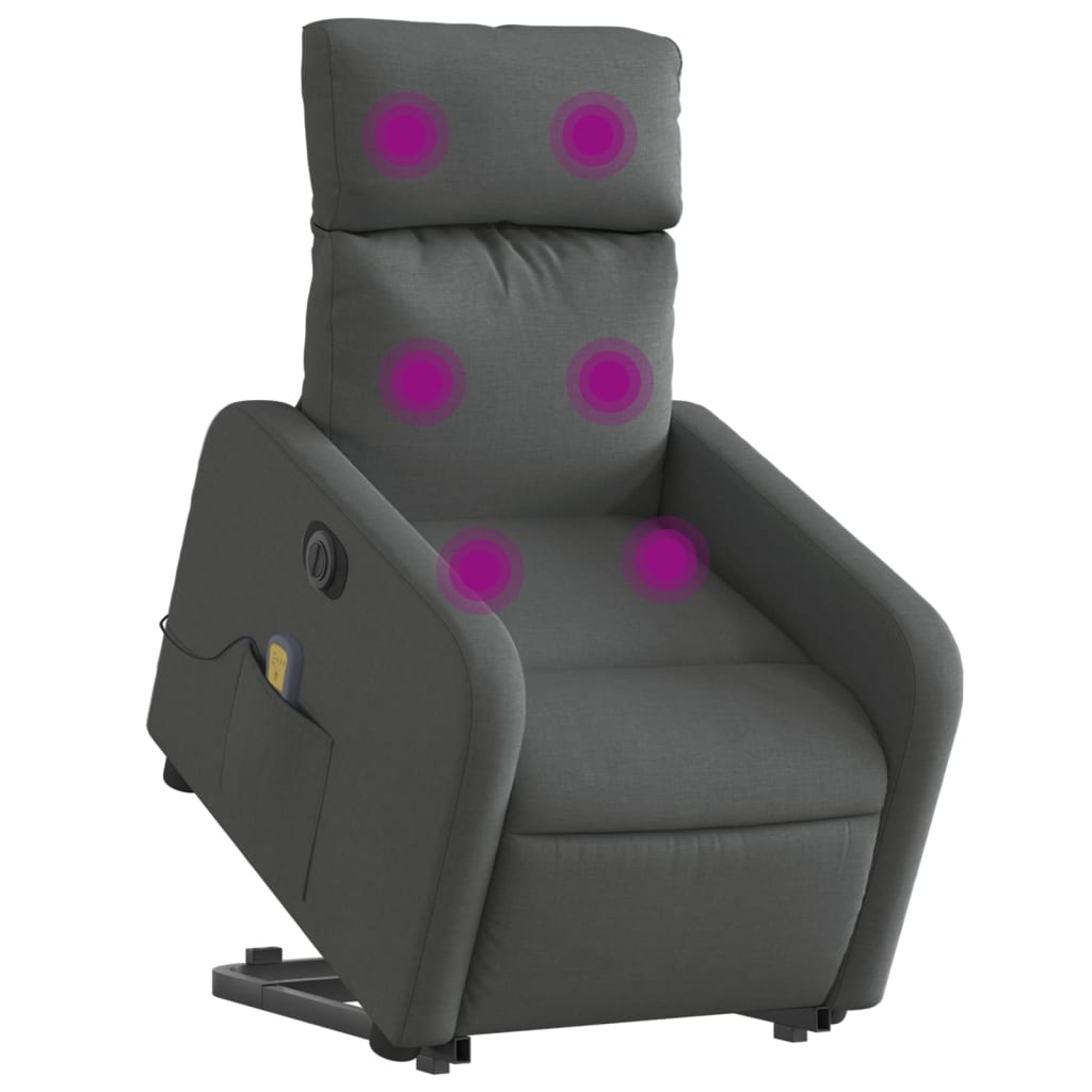 Fauteuil inclinable de massage électrique Gris foncé Tissu