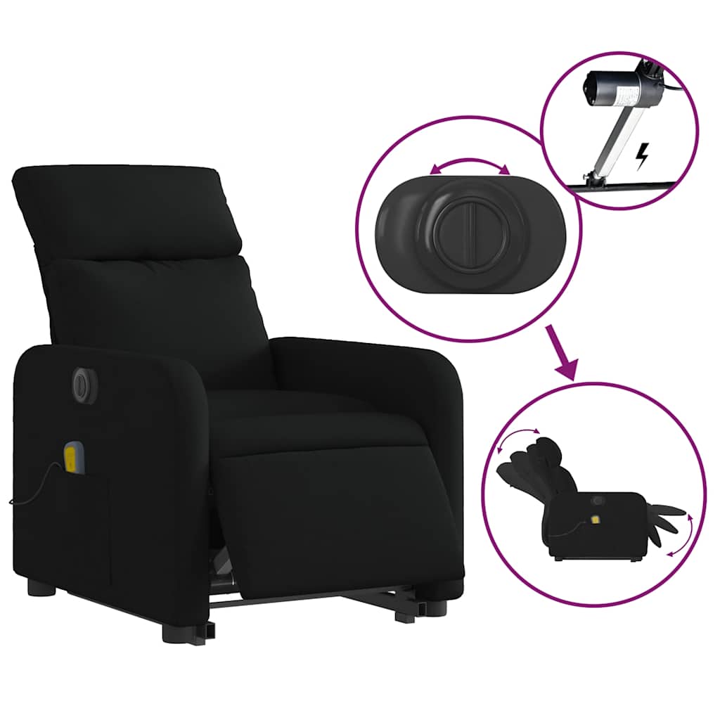Fauteuil inclinable de massage électrique Noir Tissu