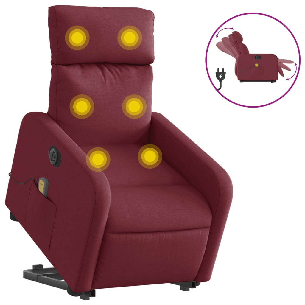 Fauteuil inclinable de massage électrique Rouge bordeaux Tissu