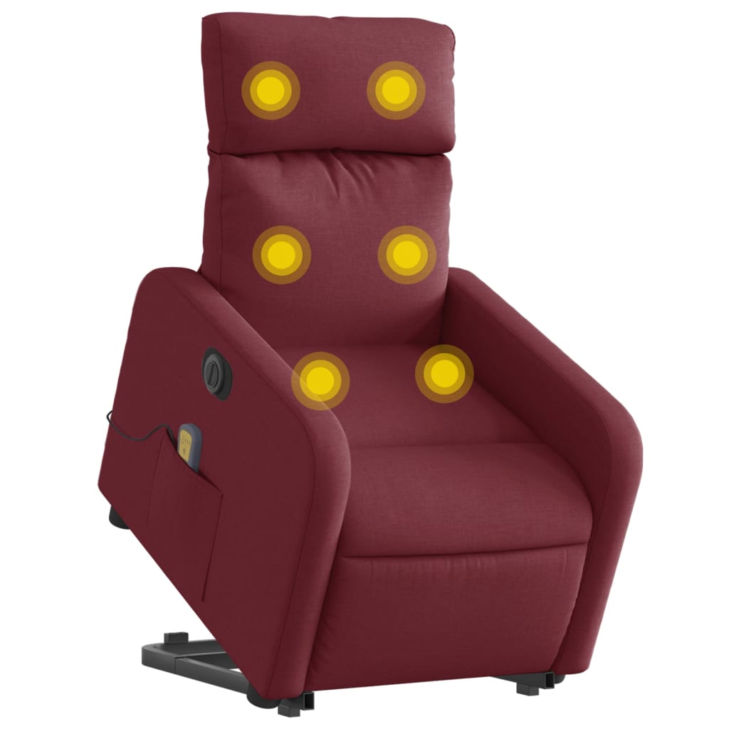 Fauteuil inclinable de massage électrique Rouge bordeaux Tissu