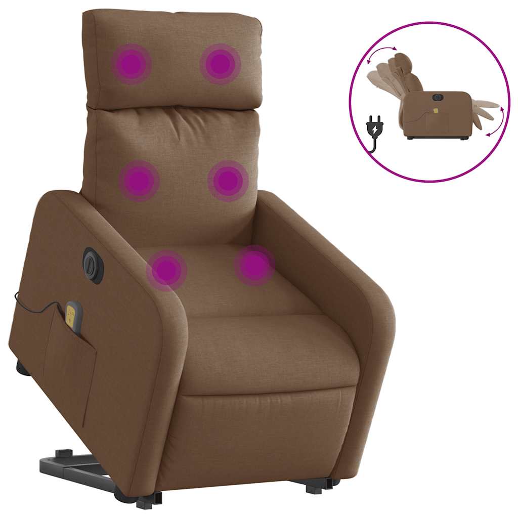 Fauteuil inclinable de massage électrique Marron Tissu - XIOS