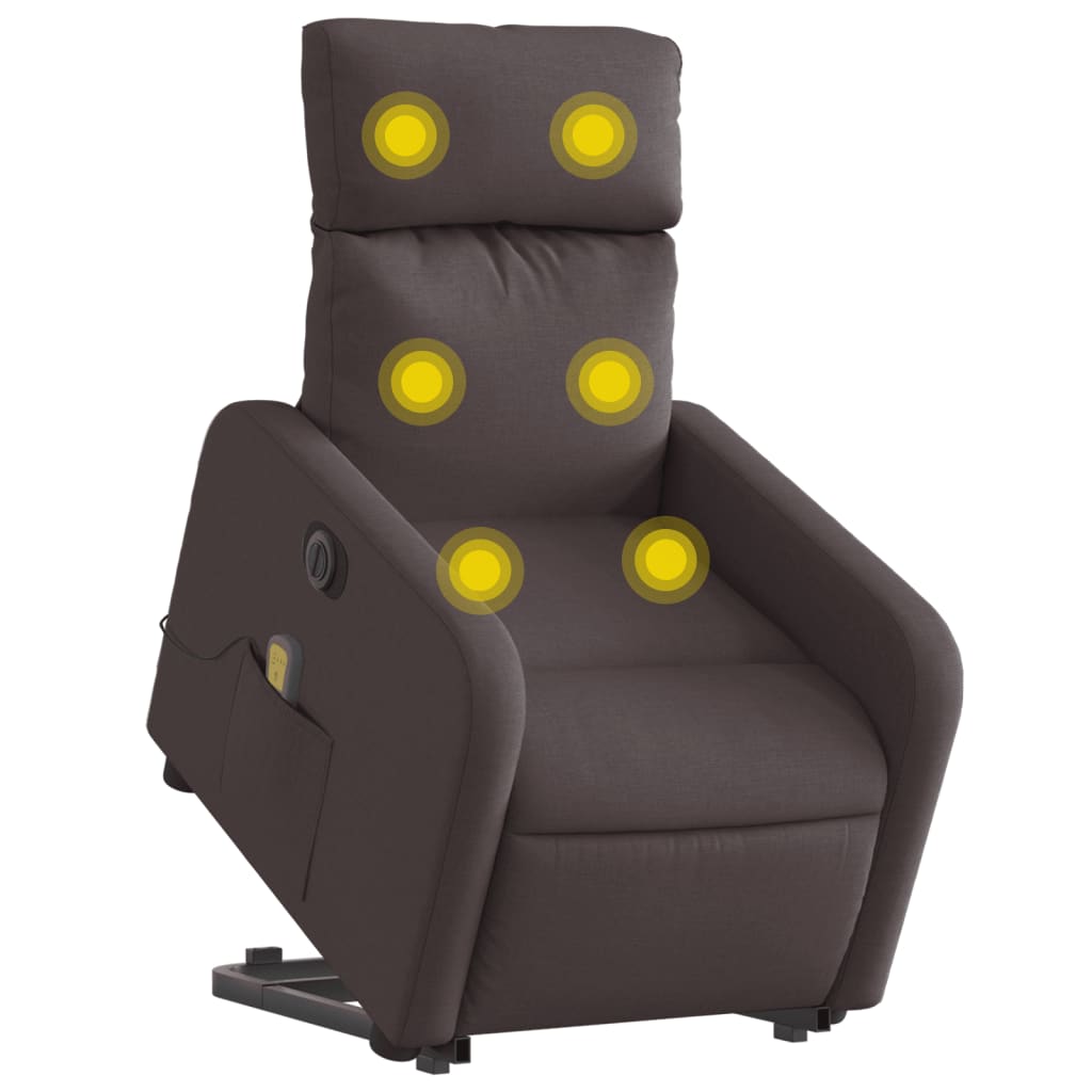 Fauteuil inclinable de massage électrique Marron foncé Tissu - XIOS