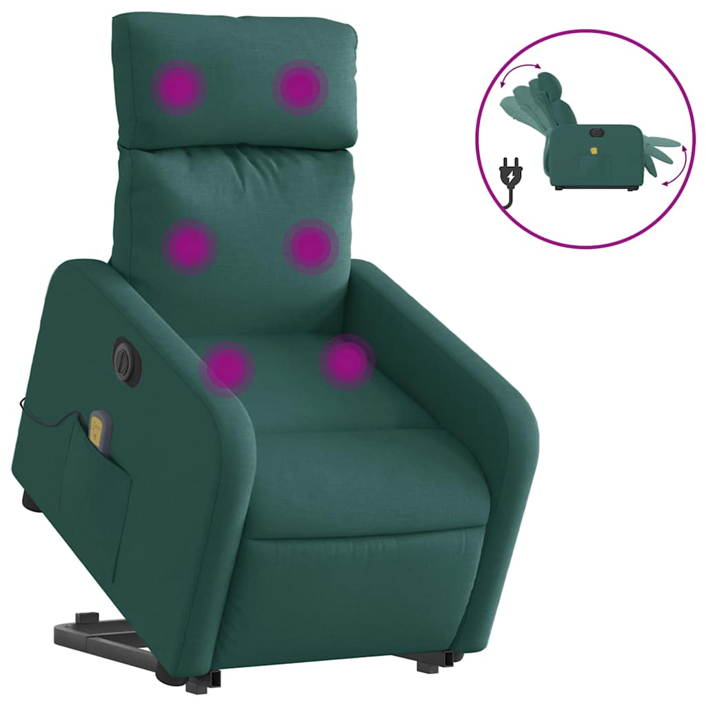 Fauteuil inclinable de massage électrique Vert foncé Tissu - XIOS