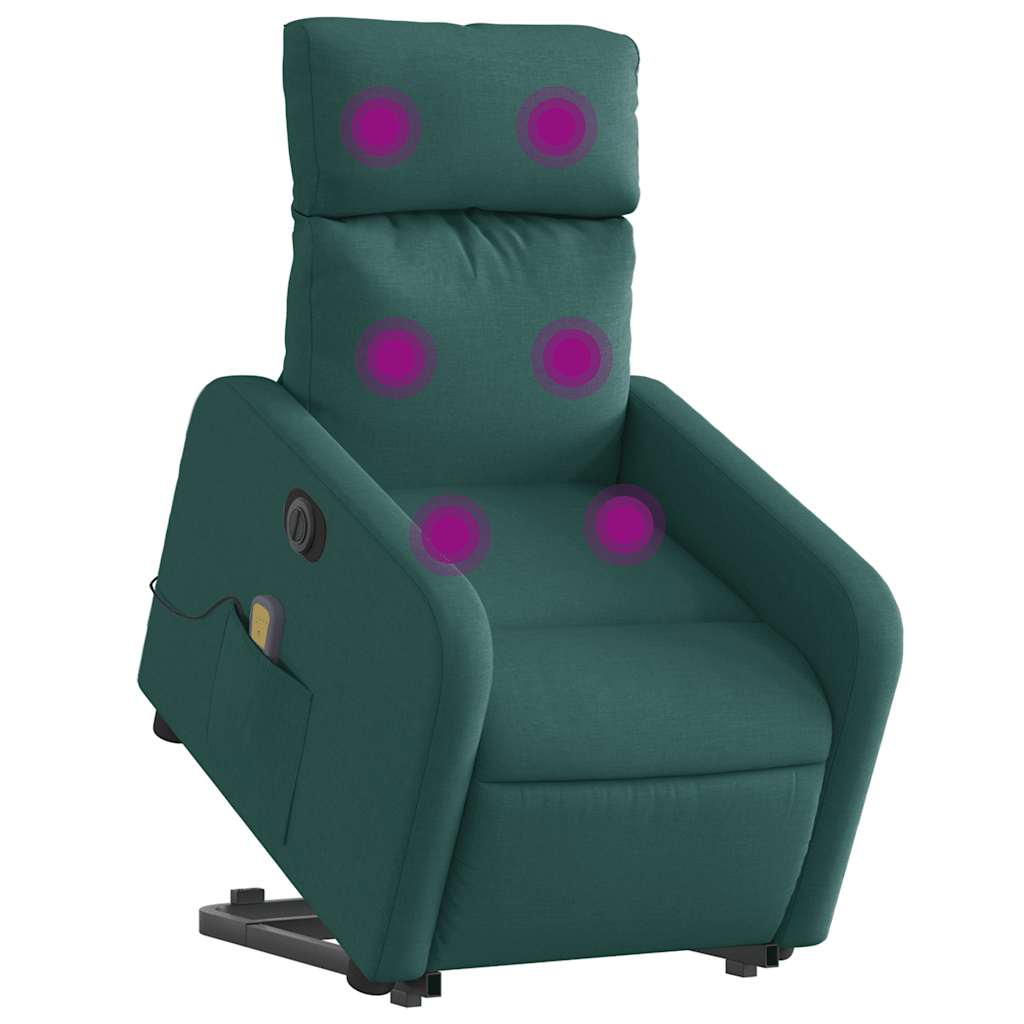 Fauteuil inclinable de massage électrique Vert foncé Tissu