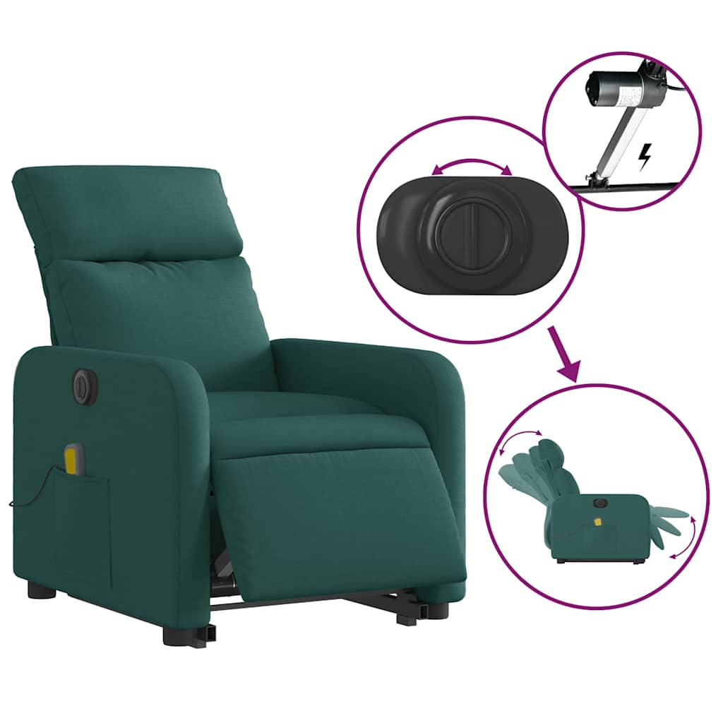 Fauteuil inclinable de massage électrique Vert foncé Tissu - XIOS