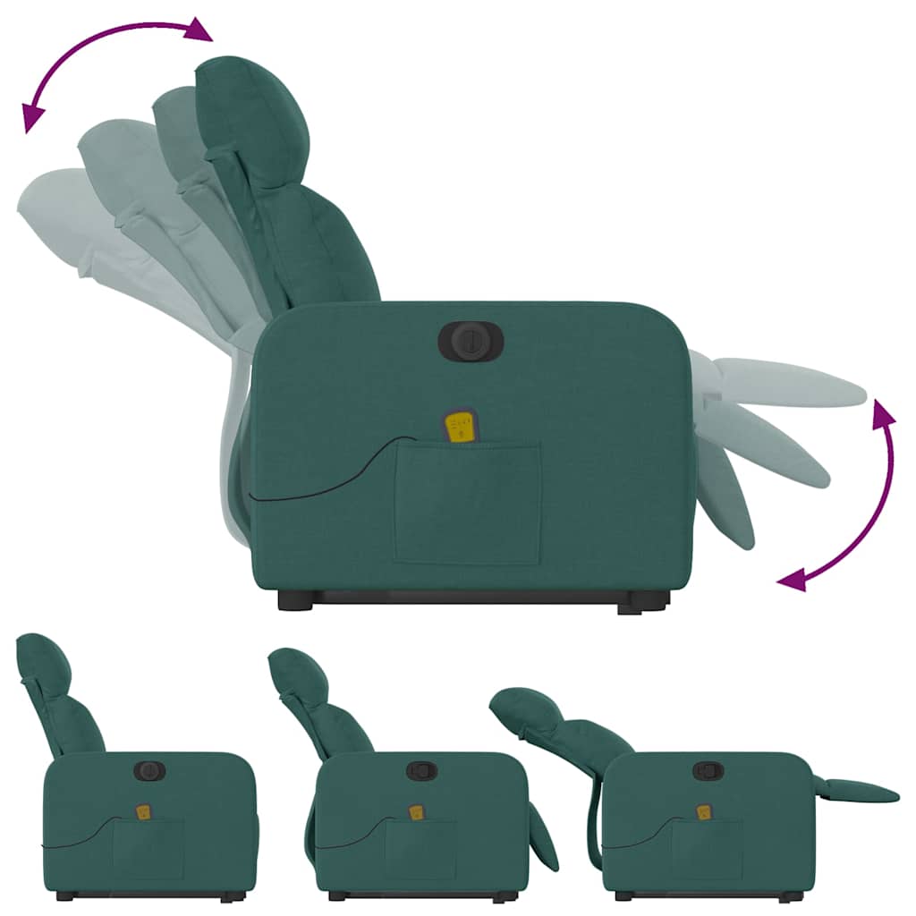 Fauteuil inclinable de massage électrique Vert foncé Tissu