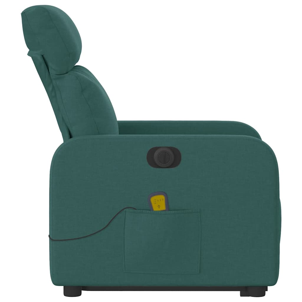 Fauteuil inclinable de massage électrique Vert foncé Tissu
