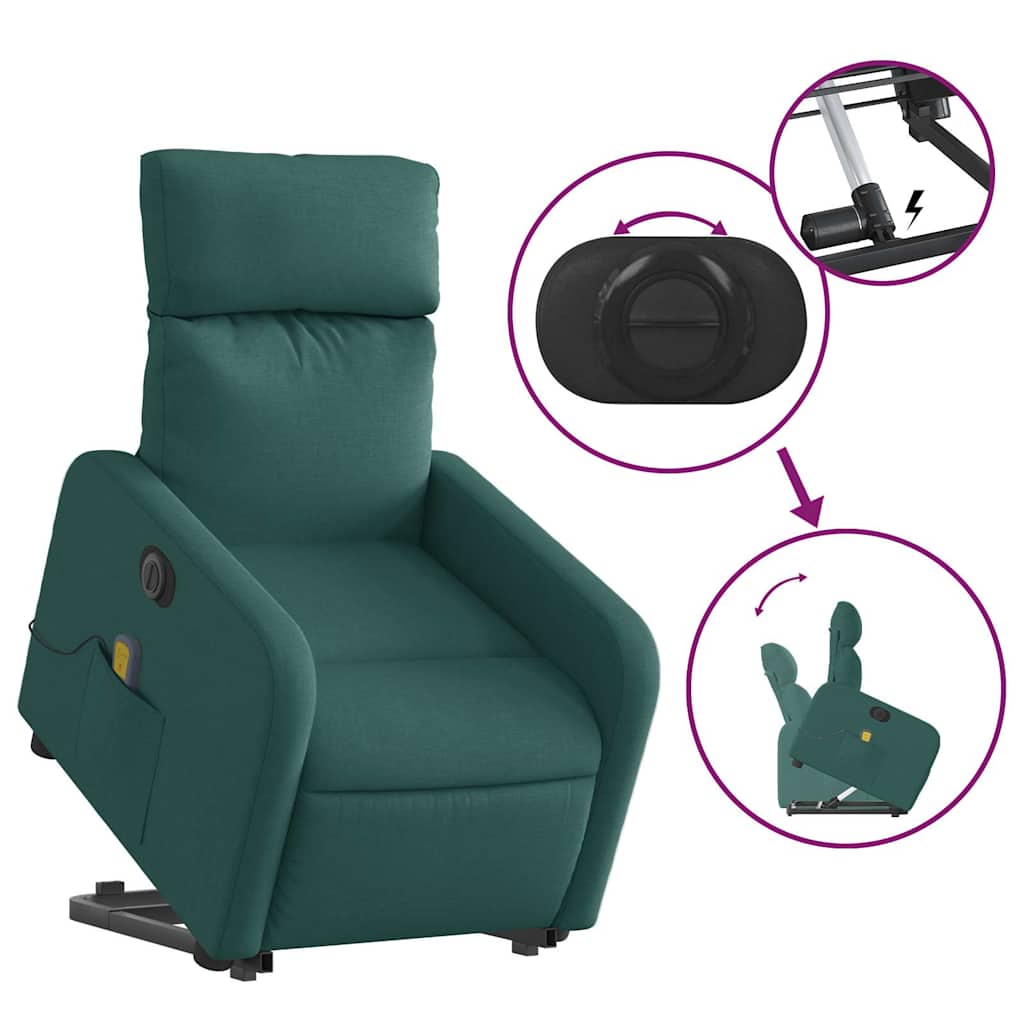Fauteuil inclinable de massage électrique Vert foncé Tissu - XIOS