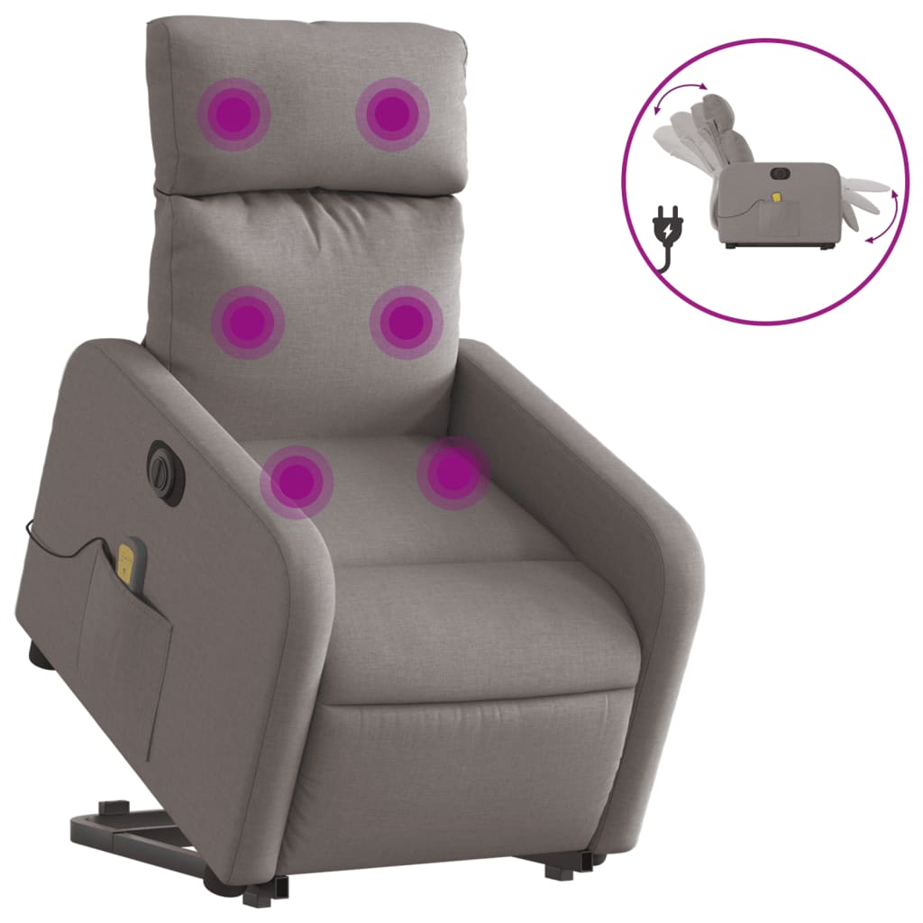 Fauteuil inclinable de massage électrique Taupe Tissu - XIOS