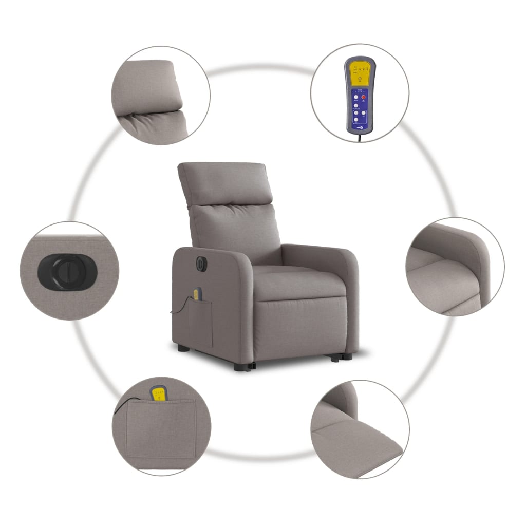 Fauteuil inclinable de massage électrique Taupe Tissu - XIOS