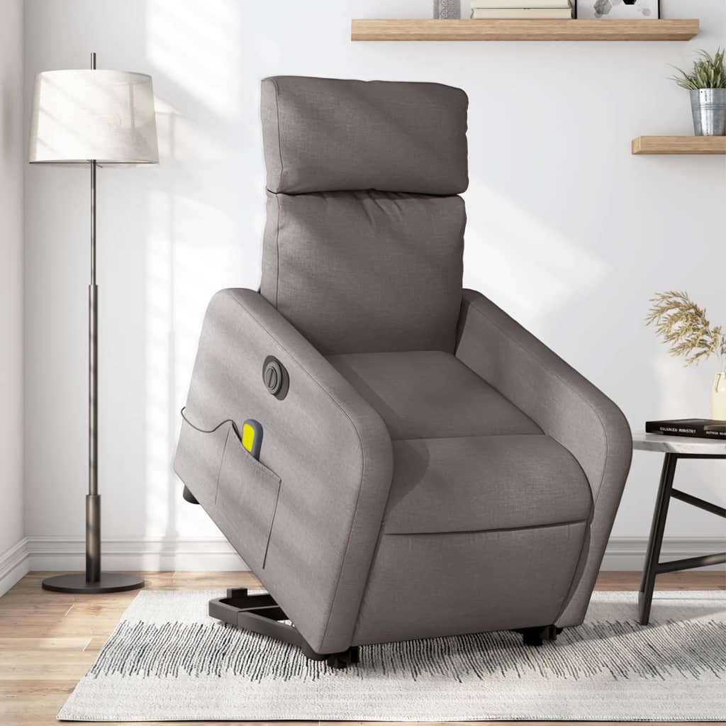 Fauteuil inclinable de massage électrique Taupe Tissu - XIOS