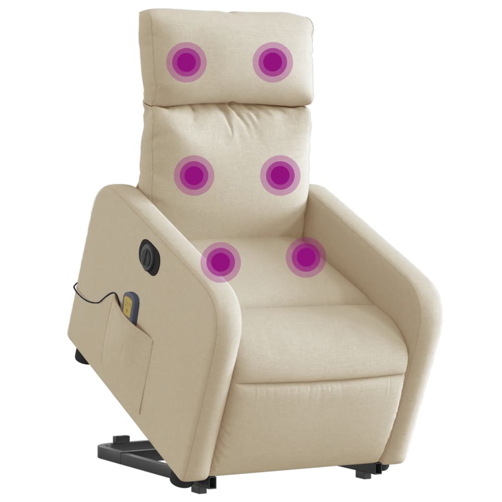 Fauteuil inclinable de massage électrique Crème Tissu