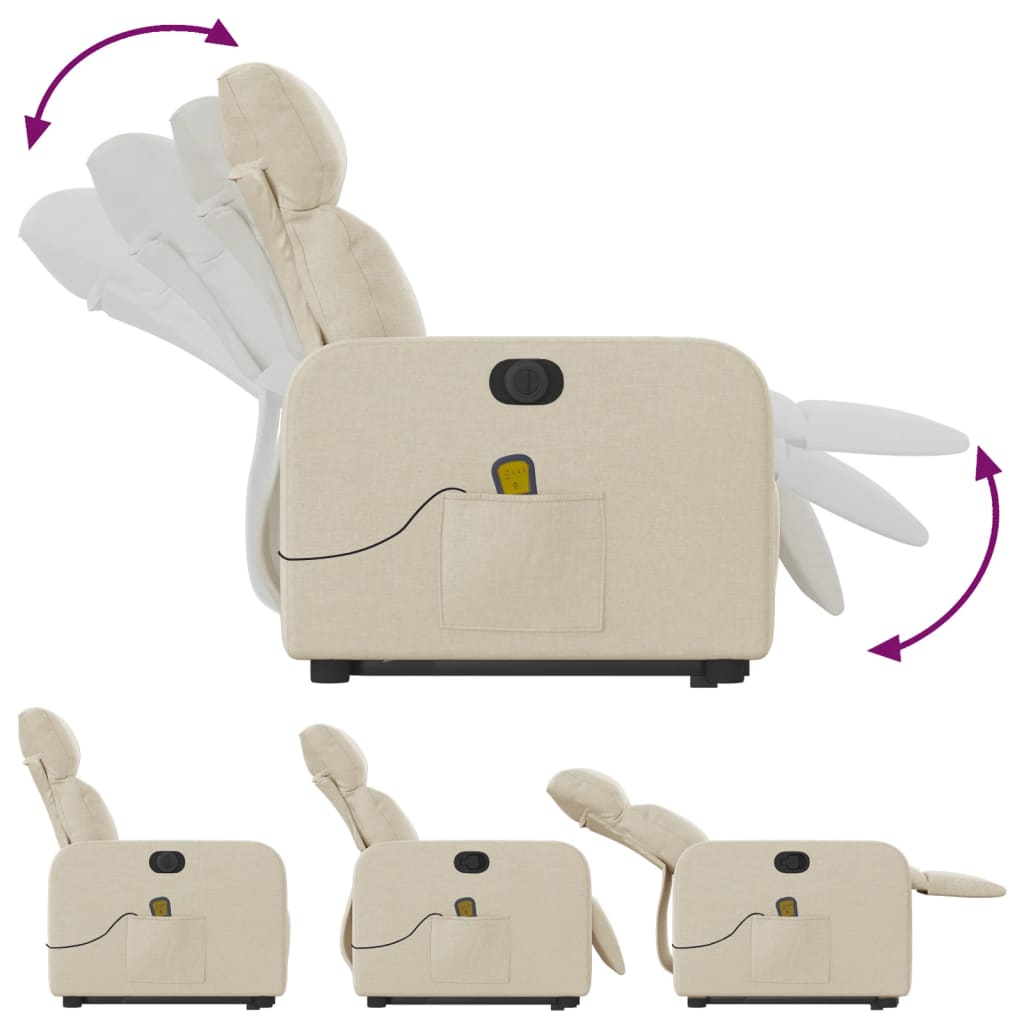 Fauteuil inclinable de massage électrique Crème Tissu