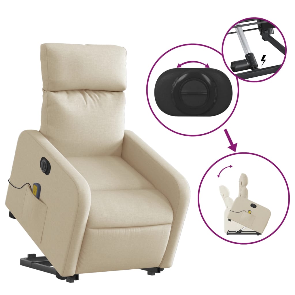 Fauteuil inclinable de massage électrique Crème Tissu - XIOS