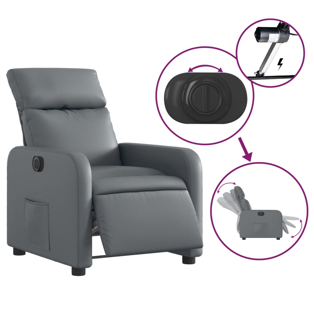 Fauteuil inclinable électrique Gris Similicuir - XIOS