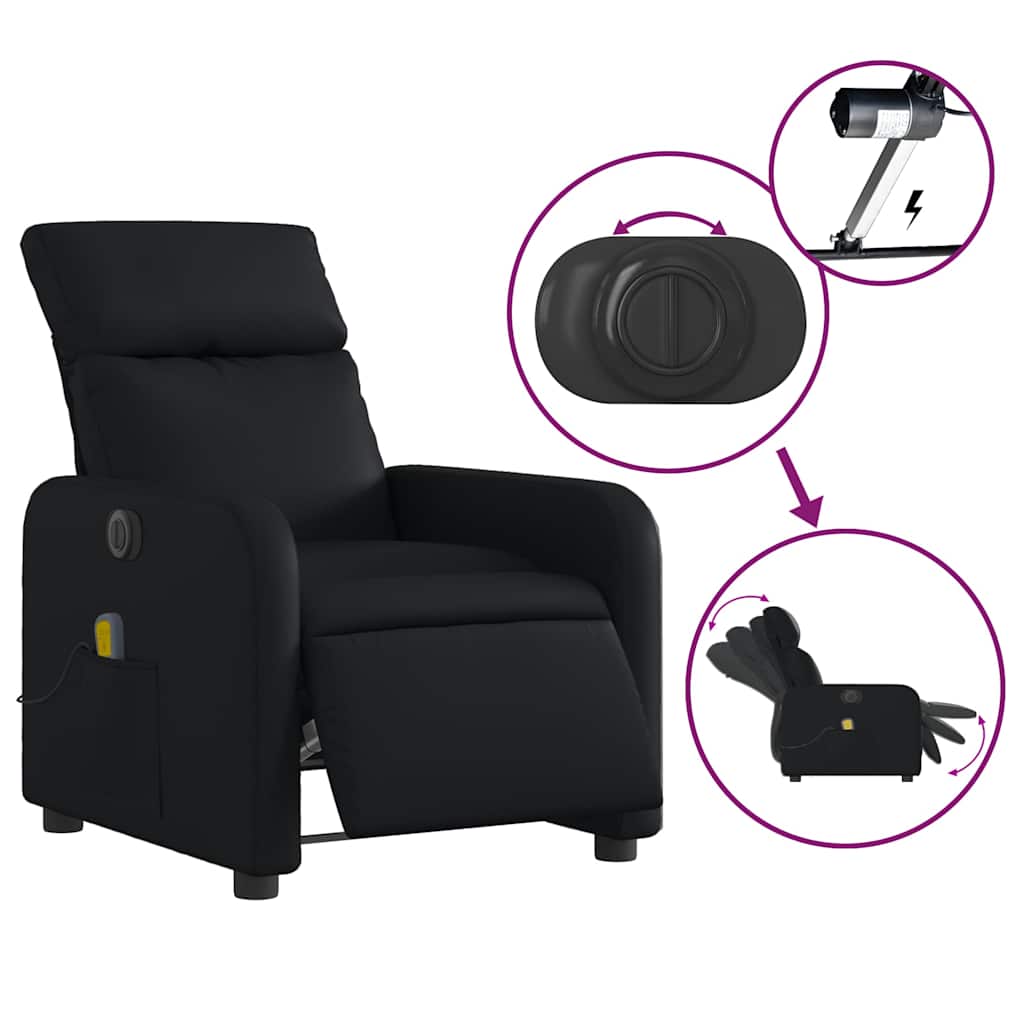 Fauteuil de massage inclinable électrique noir similicuir - XIOS