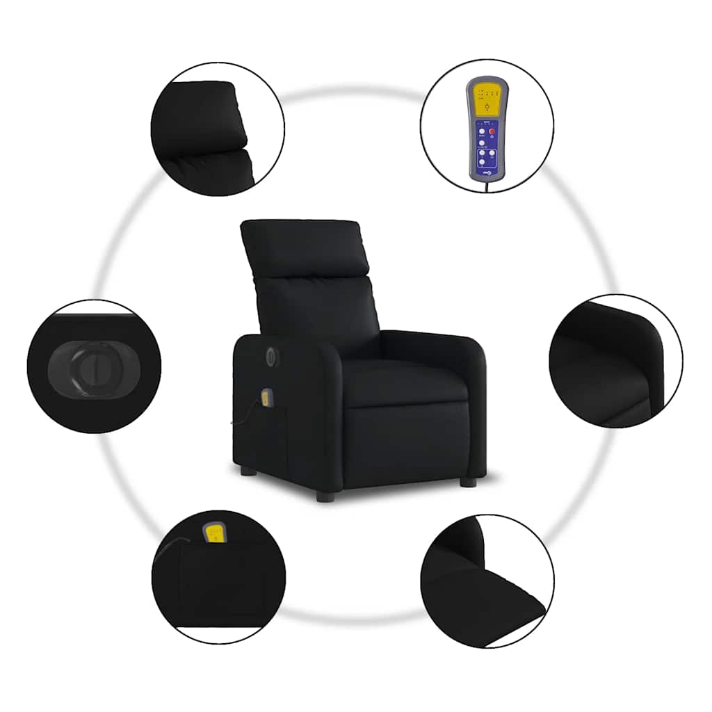 Fauteuil de massage inclinable électrique noir similicuir - XIOS