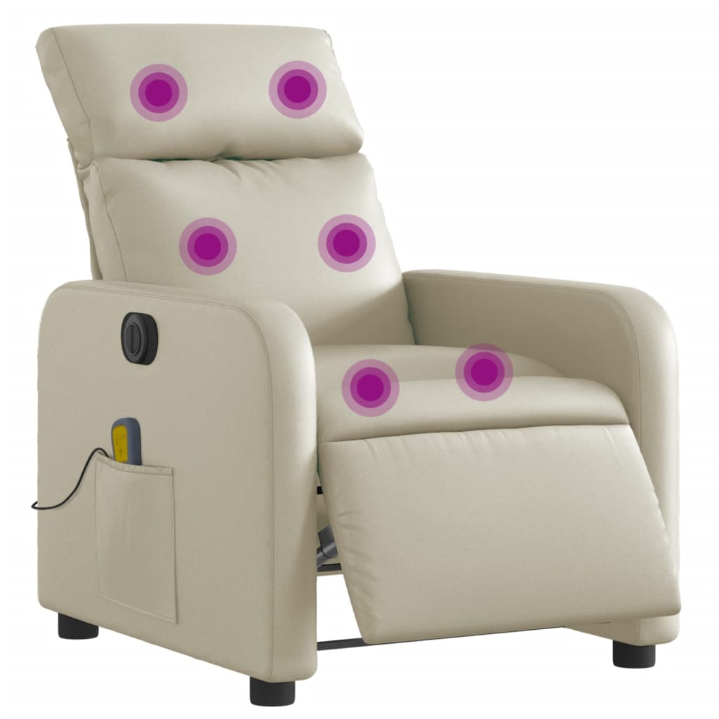 Fauteuil de massage inclinable électrique crème similicuir - XIOS