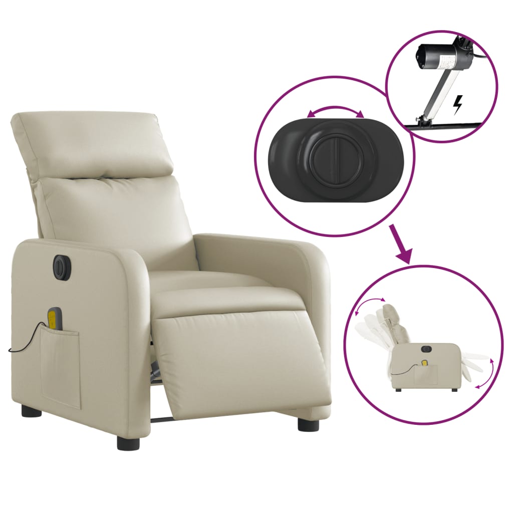 Fauteuil de massage inclinable électrique crème similicuir - XIOS