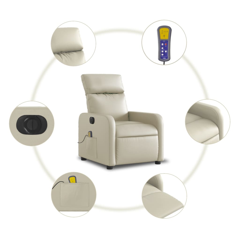 Fauteuil de massage inclinable électrique crème similicuir - XIOS