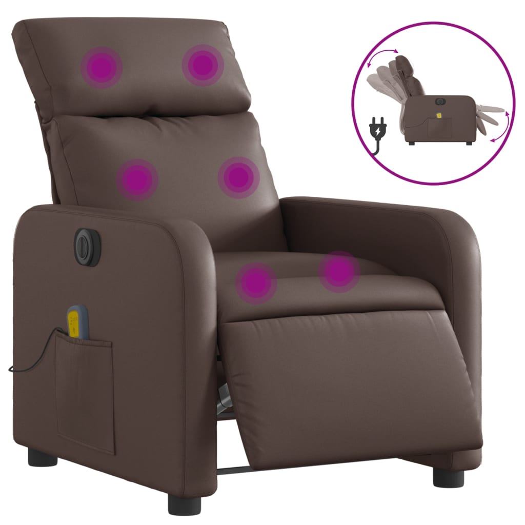 Fauteuil de massage inclinable électrique marron similicuir - XIOS