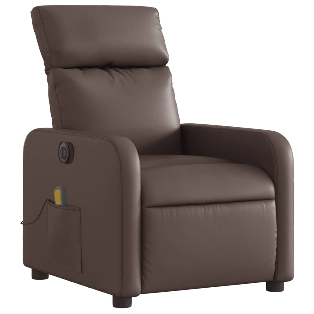 Fauteuil de massage inclinable électrique marron similicuir - XIOS